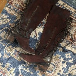 Freebird Steve Madden Coal LaceUp Boots Wine Suede